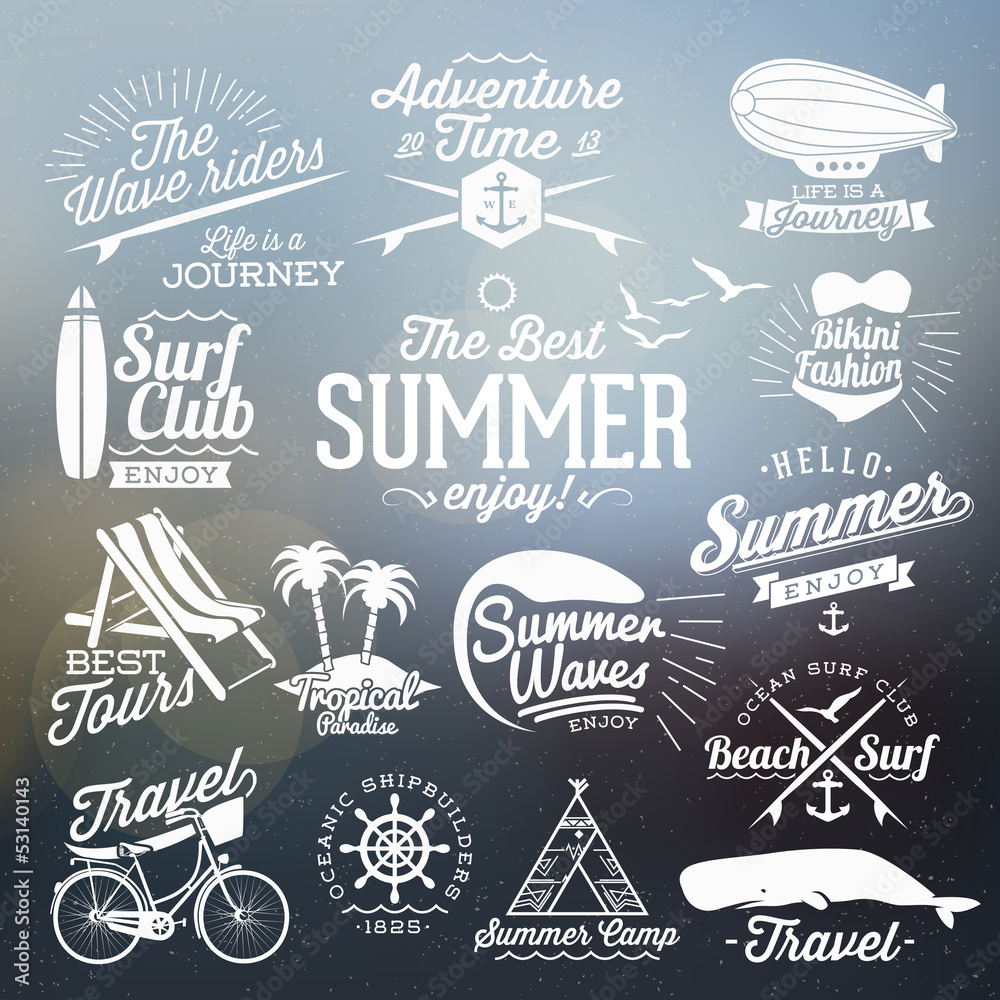 Wall mural Vintage elements for Summer typographic designs