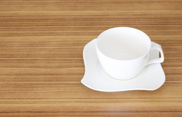 coffee cup set top view on wooden desk
