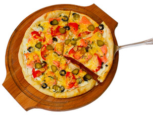cucumber isolated pizza white food cheese a italian tomato meal