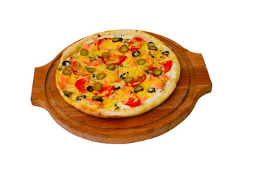 pizza isolated white a cucumber food cheese italian tomato meal
