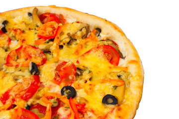 pizza isolated white food cheese italian tomato meal fast dinner
