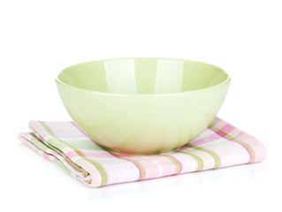 Salad bowl over kitchen towel