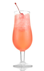 Cherry cocktail with ice isolated on white