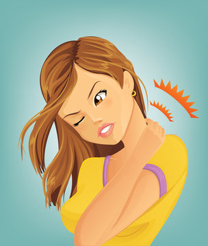 Woman suffering from neck ache
