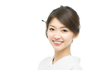 Beautiful young woman wearing japanese traditional kimono