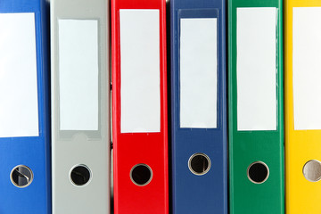 Bright office folders, close up