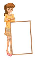 A lady standing at the back of an empty board