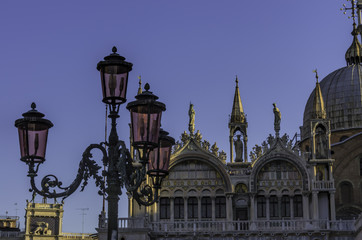 Venice lamppost in fron t of St Marks Church