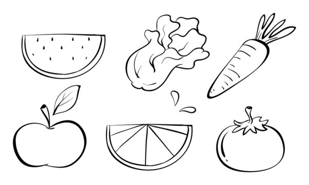 Doodle sets of fruits