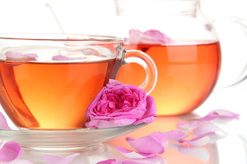 Rose tea close up