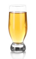 Glass of fresh apple juice isolated on white