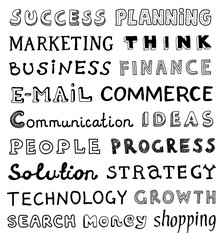 Hand drawn business words