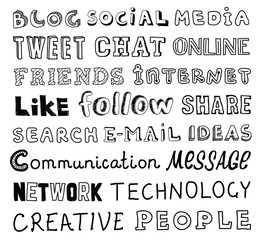 Obraz premium Social media vector sketch text
