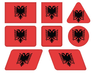 set of buttons with flag of Albania