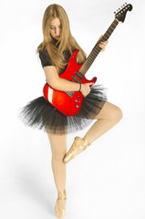 Young ballerina in tutu with electrical guitar © manuart