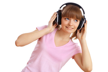 Naklejka premium Happy smiling girl dancing