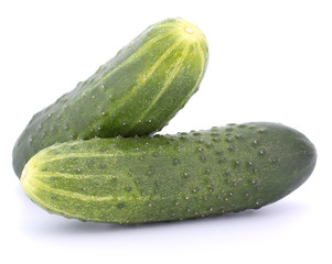 Fresh cucumbers isolated on white background