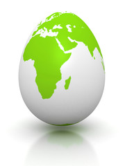 green earth globe egg on white background