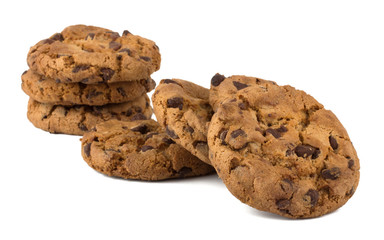 Chocolate pastry cookies isolated on white background