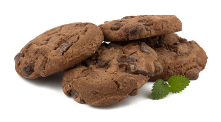 Fototapeta premium Chocolate pastry cookies isolated on white background