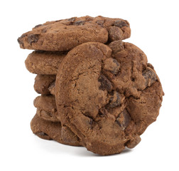 Chocolate pastry cookies isolated on white background