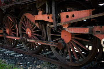Fototapeta na wymiar detail of steam locomotive wheels