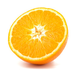 Orange fruit slice on white background