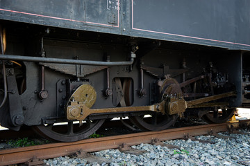 detail of steam locomotive wheels