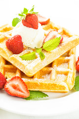 waffle with strawberry