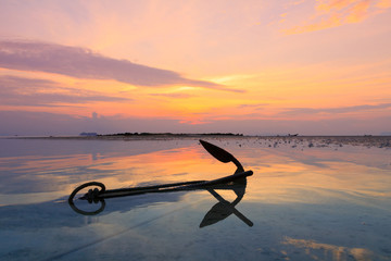 Old anchor in water at sunset © nevodka.com