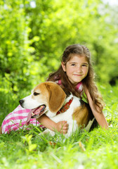Little girl with dog