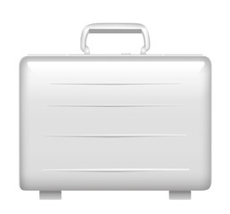 Silver metal briefcase. Vector