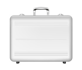 Silver metal briefcase. Vector