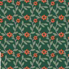 Seamless floral pattern with red flowers