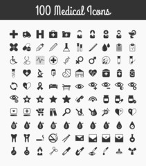 Fototapeta na wymiar 100 medical icons