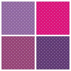Seamless pink patterns with white polka dots vector set