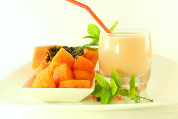 papaya smoothie closeup