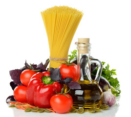 Vegetables, pasta and olive oil