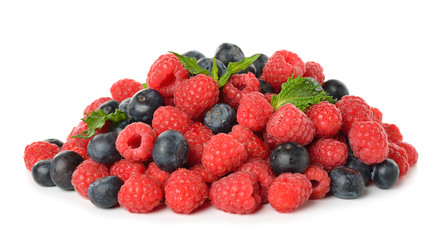 Raspberries and blueberries