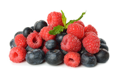 Raspberries and blueberries