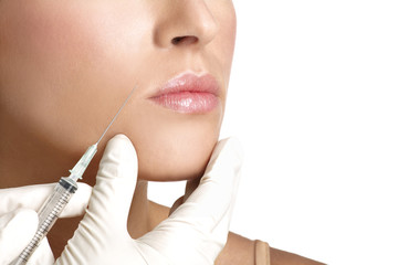 beauty woman close up injecting cosmetic treatment