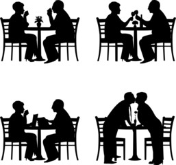 Silhouette of  lovely retired elderly couple together