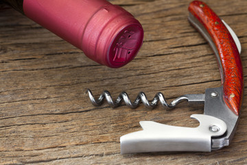 Korkenzieher und Weinflasche - Corkscrew and wine bottle