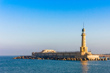 A view of the lighthouse at Alexandria, Egypt