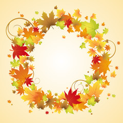 Autumn design Wreath of colorful leaves.