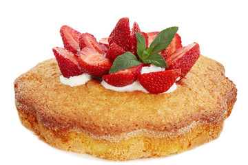 cake with strawberry and mint