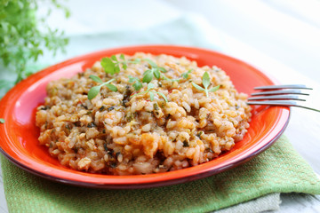 Risotto with watercress salad