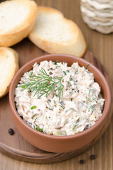 pate of smoked fish with sour cream, dill and toasted bread