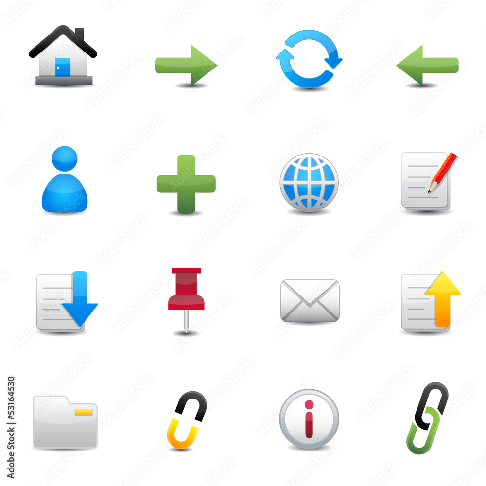 Fototapete internet and web icons set vector