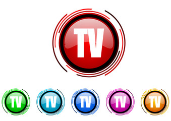tv vector glossy web icon set